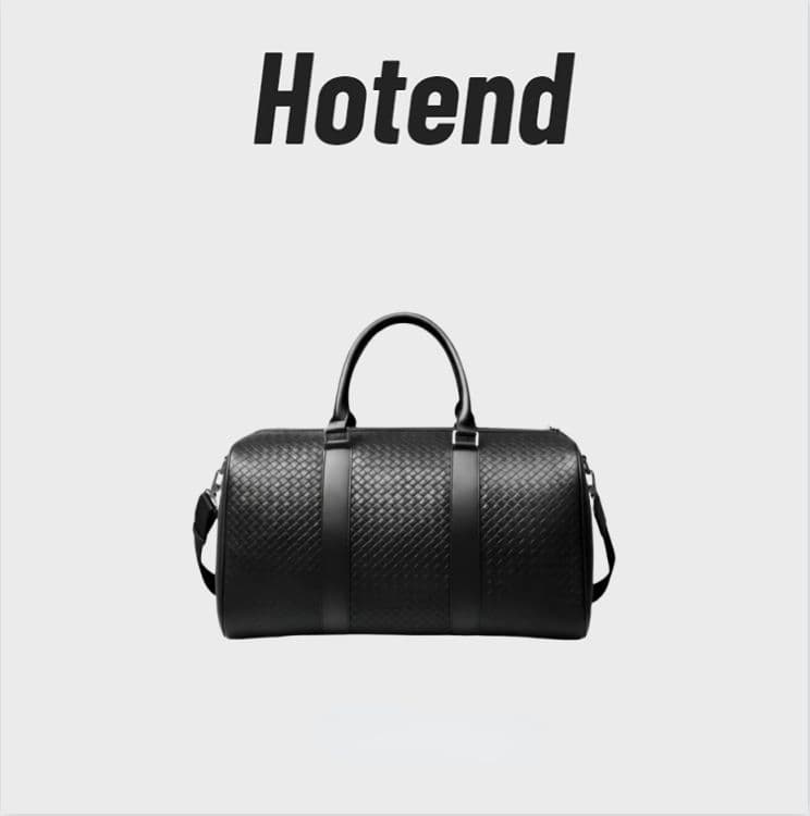 Hotend Cowhide embossed woven travel bag - black