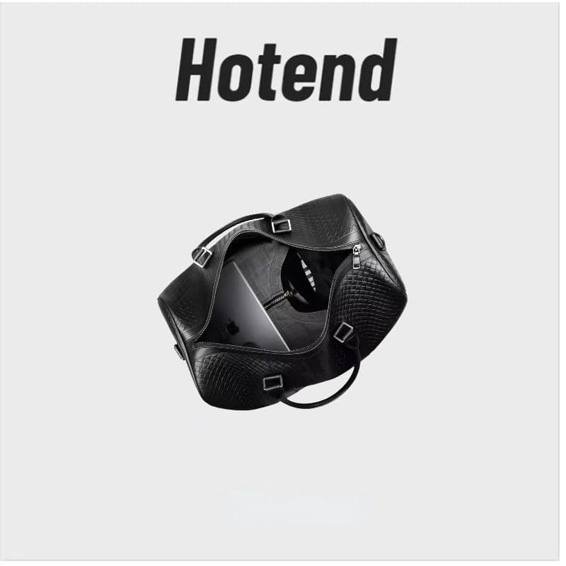 Hotend Cowhide embossed woven travel bag - black