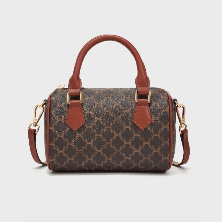 Logo and Leather Satchel Bag
